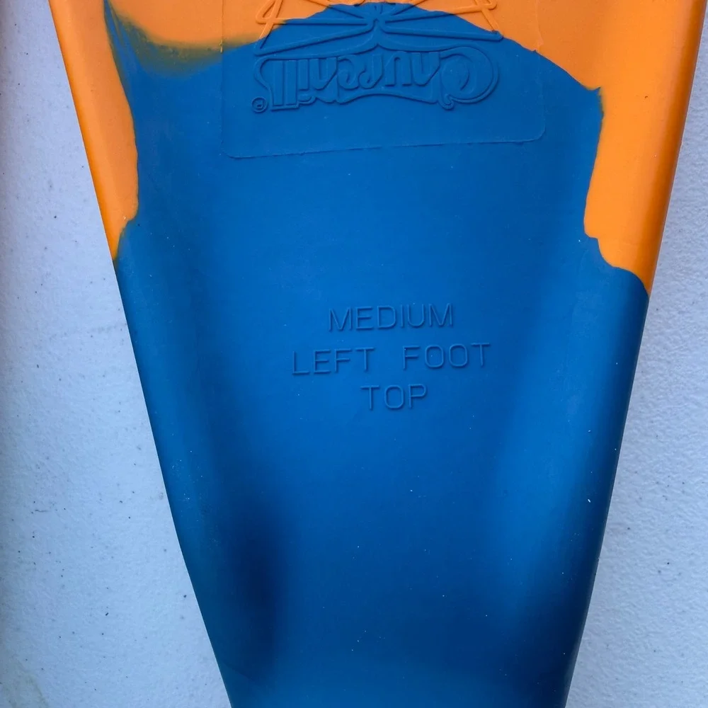Churchill Makapuu Floating Swimfins Blue Orange Medium Bodyboard Fins with Bag